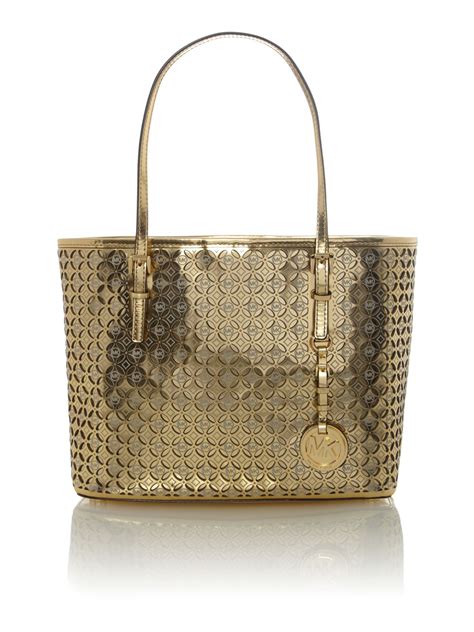 michael kors gold flower on satchel bag|Michael Kors opened satchel purse.